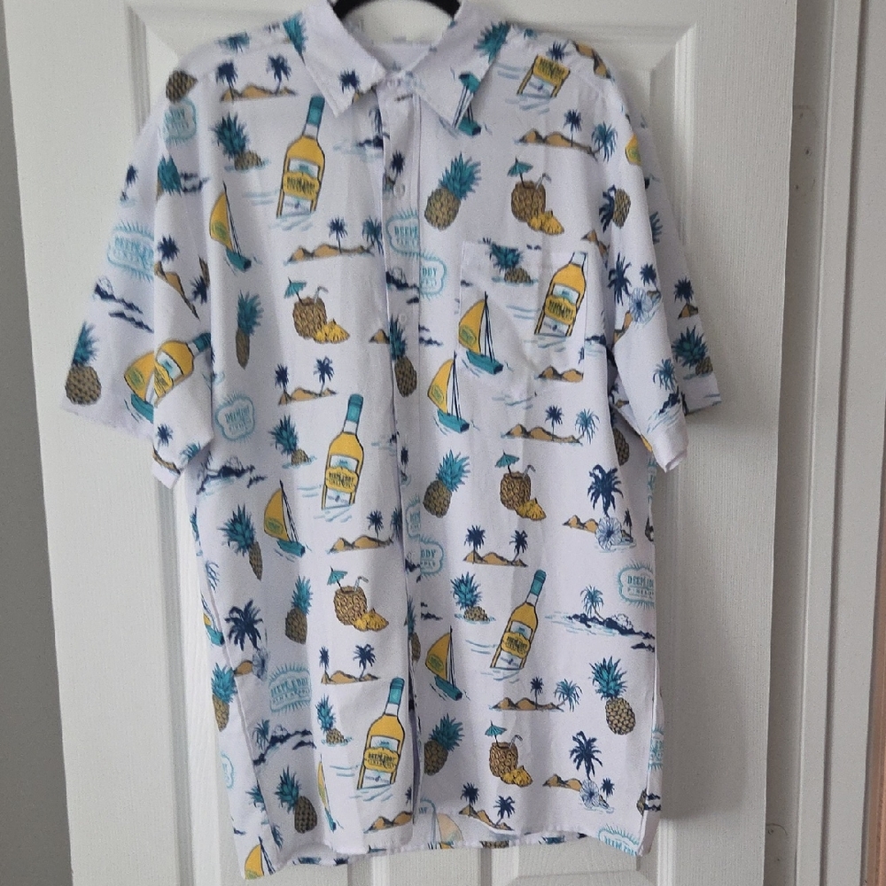Pineapple and Bottle Print Casual Button Down Shirt